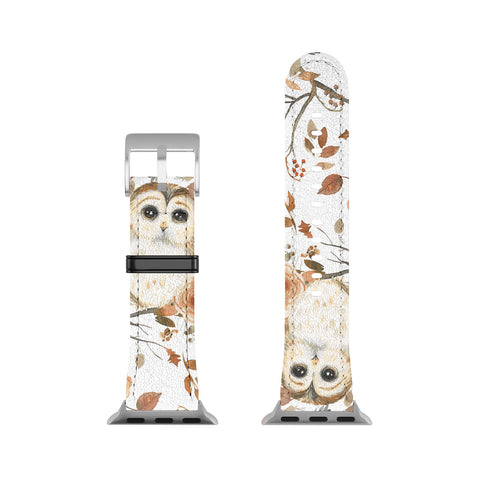 Ninola Design Forest Owls Trees Gold Apple Watch Band