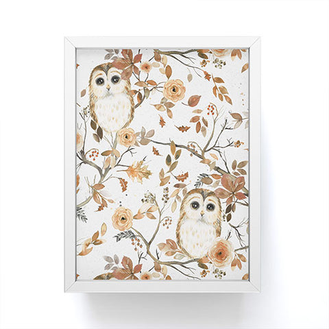Ninola Design Forest Owls Trees Gold Framed Mini Art Print