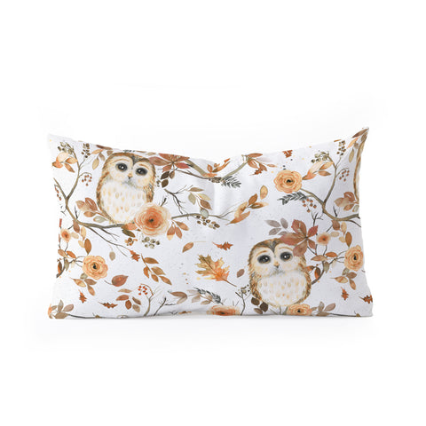 Ninola Design Forest Owls Trees Gold Oblong Throw Pillow