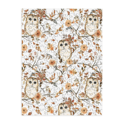 Ninola Design Forest Owls Trees Gold Puzzle