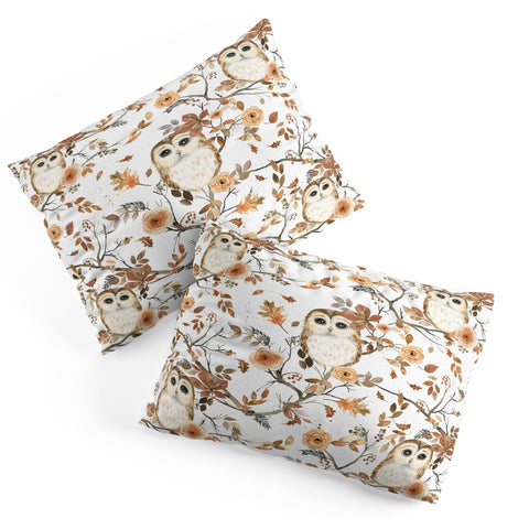 Ninola Design Forest Owls Trees Gold Pillow Shams