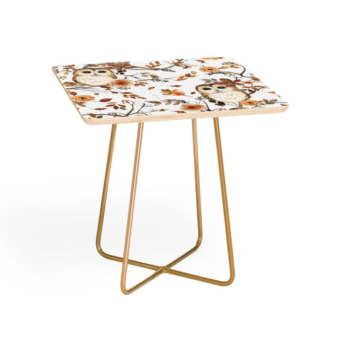 Ninola Design Forest Owls Trees Gold Side Table