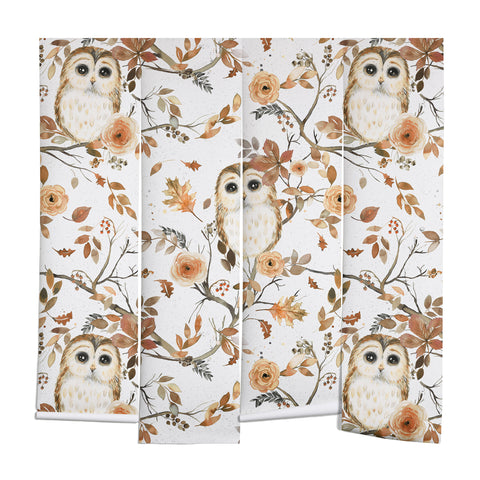 Ninola Design Forest Owls Trees Gold Wall Mural