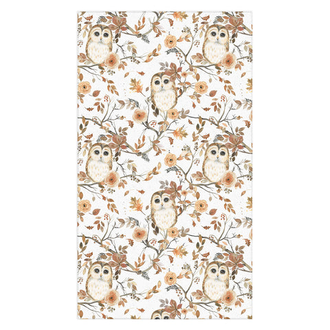 Ninola Design Forest Owls Trees Gold Tablecloth