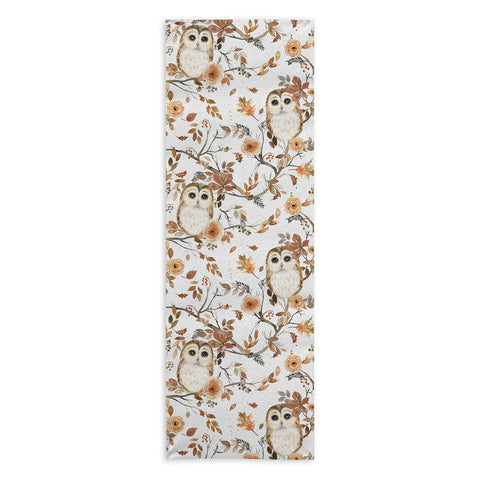 Ninola Design Forest Owls Trees Gold Yoga Towel
