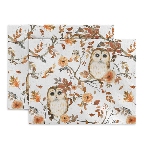 Ninola Design Forest Owls Trees Gold Placemat