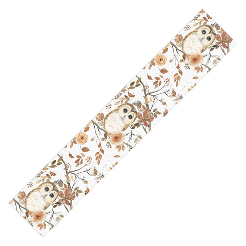 Ninola Design Forest Owls Trees Gold Table Runner
