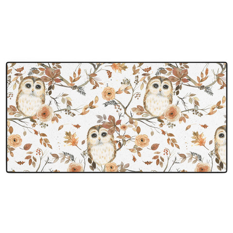 Ninola Design Forest Owls Trees Gold Desk Mat