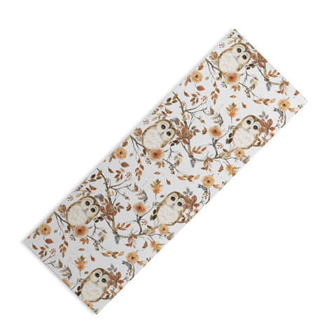Ninola Design Forest Owls Trees Gold Yoga Mat