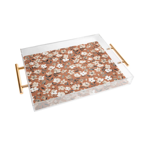 Ninola Design Fresh romantic flowers Copper Acrylic Tray