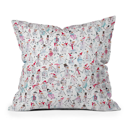 Ninola Design Friendly snowmen Outdoor Throw Pillow