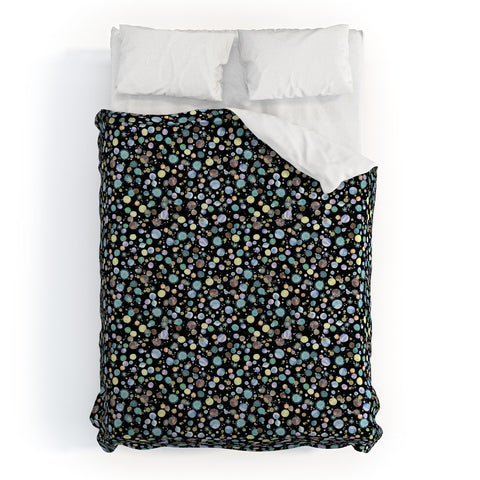 Ninola Design Galaxy Constellation Dots Planets Blue Duvet Cover
