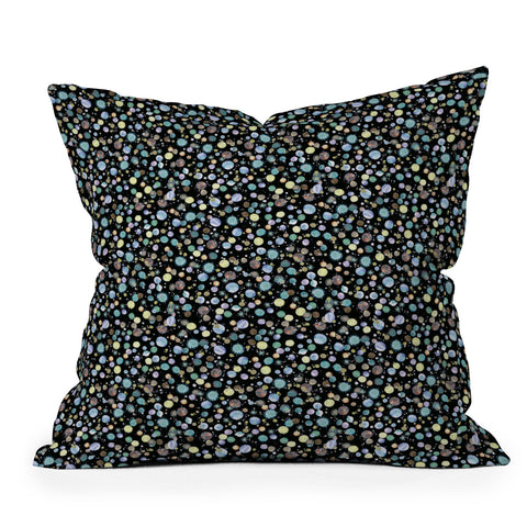 Ninola Design Galaxy Constellation Dots Planets Blue Outdoor Throw Pillow
