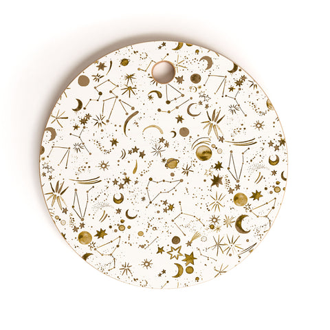 Ninola Design Galaxy Mystical Golden Cutting Board Round