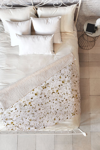 Ninola Design Galaxy Mystical Golden Fleece Throw Blanket