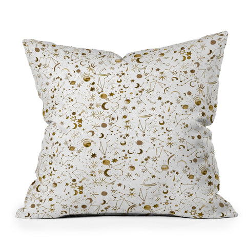 Ninola Design Galaxy Mystical Golden Outdoor Throw Pillow