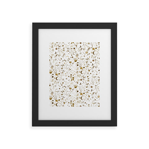 Ninola Design Galaxy Mystical Golden Framed Art Print