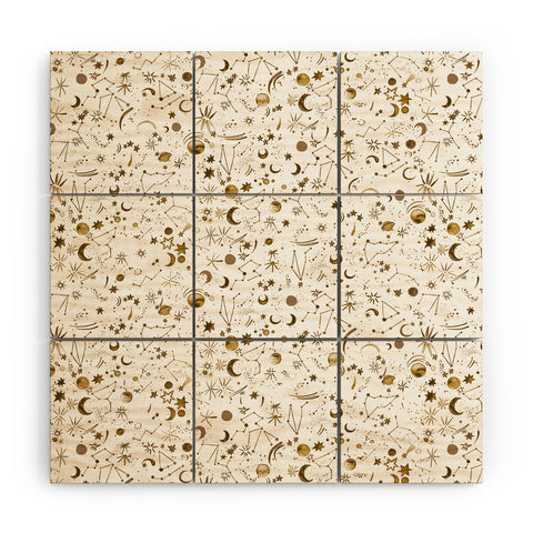 Ninola Design Galaxy Mystical Golden Wood Wall Mural