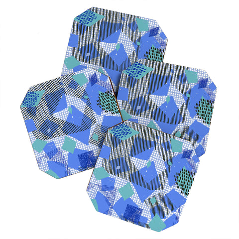Ninola Design Geometric patches blue Coaster Set
