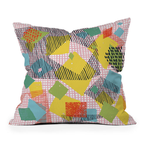 Ninola Design Geometric patches multi Outdoor Throw Pillow