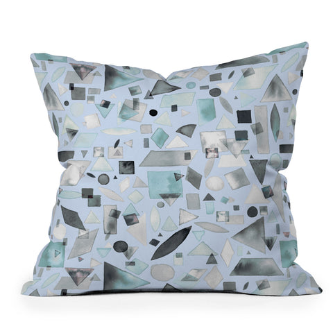 Ninola Design Geometric pieces Soft blue Outdoor Throw Pillow