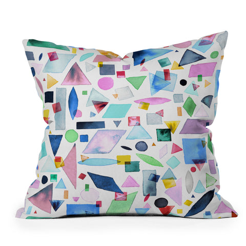 Ninola Design Geometric Shapes and Pieces Multicolored Outdoor Throw Pillow