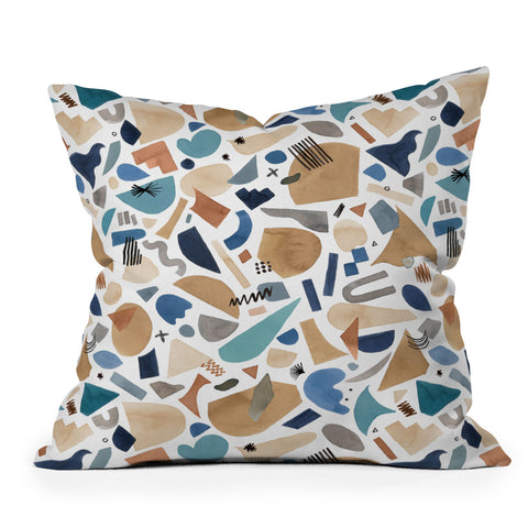 Ninola Design Geometric shapes Mineral blue Outdoor Throw Pillow