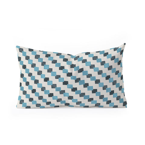 Ninola Design Geometric Watercolor Blue Navy Checkered Tiles Oblong Throw Pillow