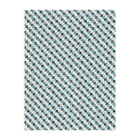 Ninola Design Geometric Watercolor Blue Navy Checkered Tiles Puzzle