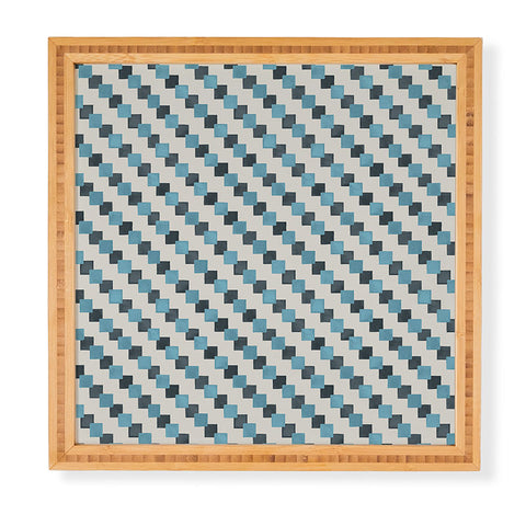 Ninola Design Geometric Watercolor Blue Navy Checkered Tiles Framed Wall Art