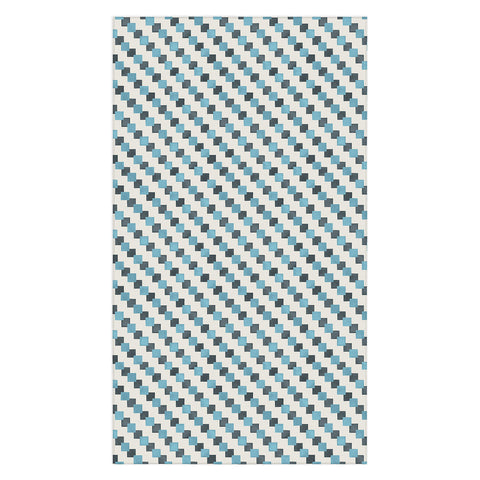 Ninola Design Geometric Watercolor Blue Navy Checkered Tiles Tablecloth