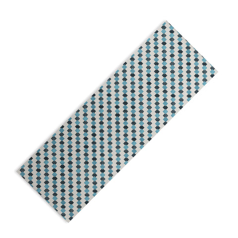 Ninola Design Geometric Watercolor Blue Navy Checkered Tiles Yoga Mat