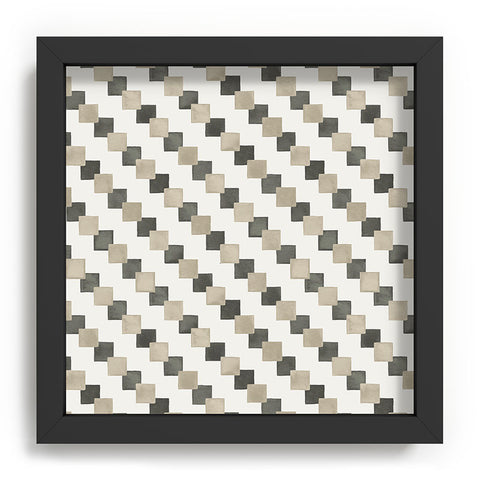 Ninola Design Geometric Watercolor Gold Brown Checkered Tiles Recessed Framing Square