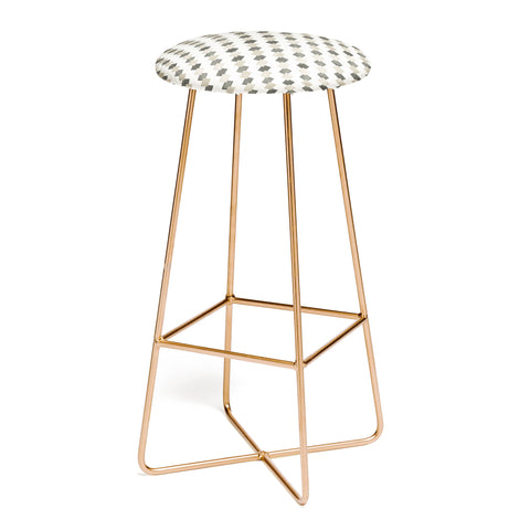 Ninola Design Geometric Watercolor Gold Brown Checkered Tiles Bar Stool