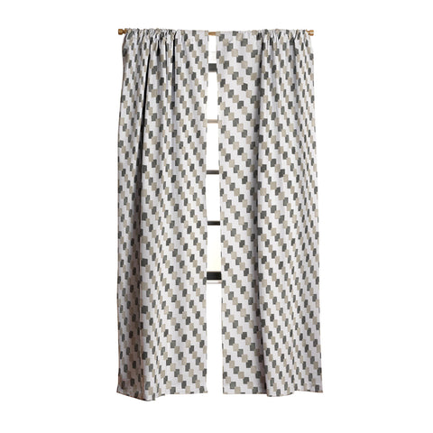 Ninola Design Geometric Watercolor Gold Brown Checkered Tiles Blackout Window Curtain