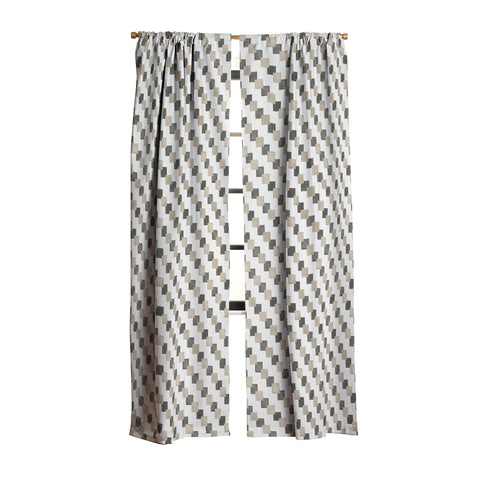 Ninola Design Geometric Watercolor Gold Brown Checkered Tiles Blackout Non Repeat