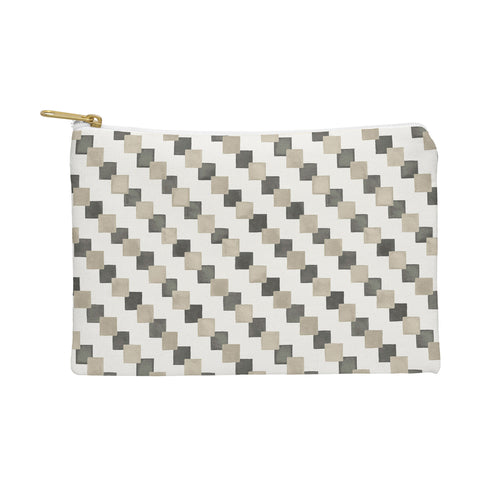 Ninola Design Geometric Watercolor Gold Brown Checkered Tiles Pouch