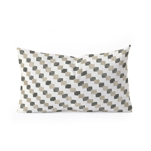 Ninola Design Geometric Watercolor Gold Brown Checkered Tiles Oblong Throw Pillow