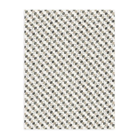 Ninola Design Geometric Watercolor Gold Brown Checkered Tiles Puzzle