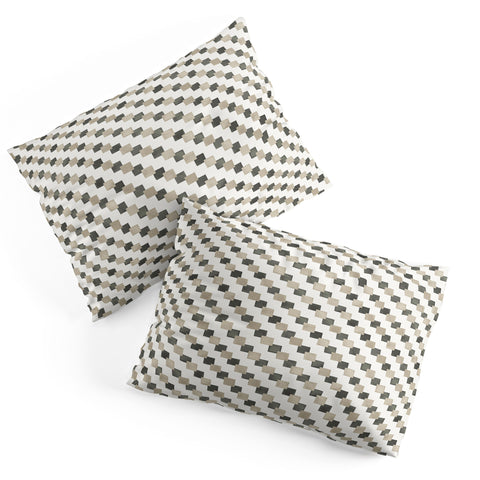 Ninola Design Geometric Watercolor Gold Brown Checkered Tiles Pillow Shams