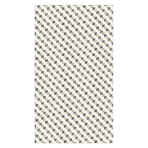 Ninola Design Geometric Watercolor Gold Brown Checkered Tiles Tablecloth