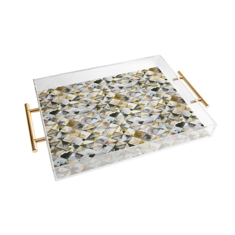 Ninola Design Geometry Tiles Gold Silver Acrylic Tray