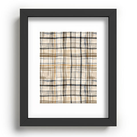 Ninola Design Gingham Watercolor Stripes Gold Recessed Framing Rectangle