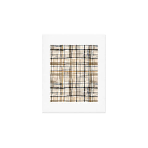 Ninola Design Gingham Watercolor Stripes Gold Art Print