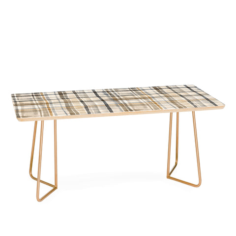 Ninola Design Gingham Watercolor Stripes Gold Coffee Table