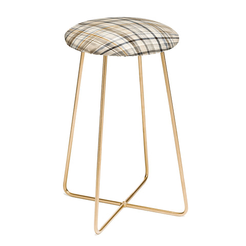 Ninola Design Gingham Watercolor Stripes Gold Counter Stool