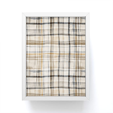 Ninola Design Gingham Watercolor Stripes Gold Framed Mini Art Print