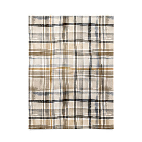 Ninola Design Gingham Watercolor Stripes Gold Poster