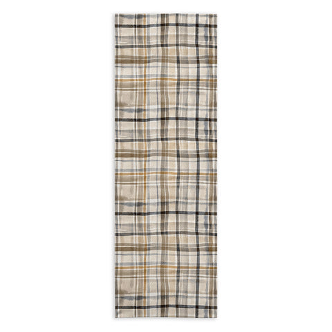 Ninola Design Gingham Watercolor Stripes Gold Yoga Towel