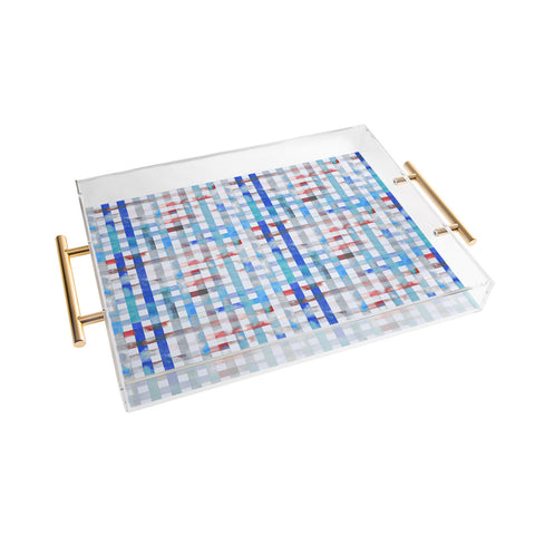 Ninola Design Gingham watercolor summertime Acrylic Tray